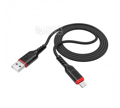 USB кабель HOCO X59 Victory Lightning 8-pin, 2.4А, 1м, нейлон (черный)