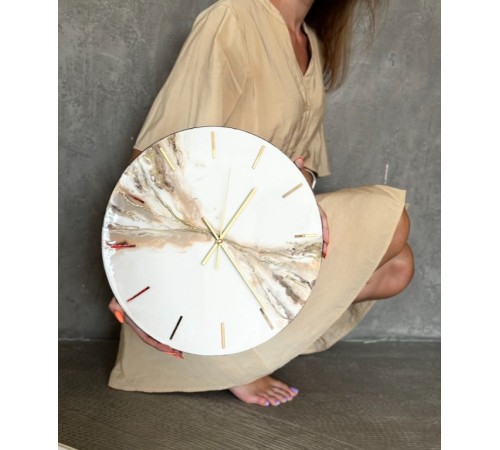 Часы "под срез камня Бежевые" круглые