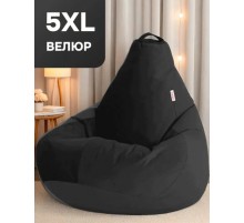 PUFON Кресло-мешок Груша, Микровелюр, Размер XXXXXL,черный