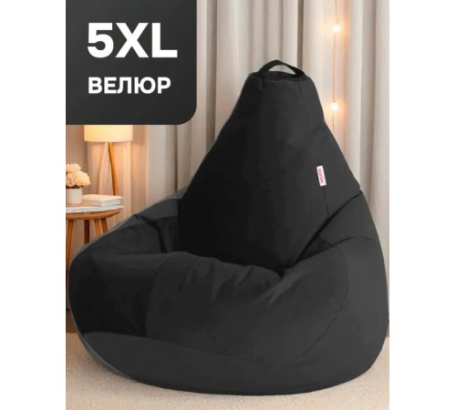 PUFON Кресло-мешок Груша, Микровелюр, Размер XXXXXL,черный