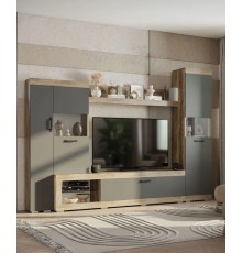 Гостиная комплект Лали, навесные шкафы, 213х37х173 см, Дуб Смоки / Айриш